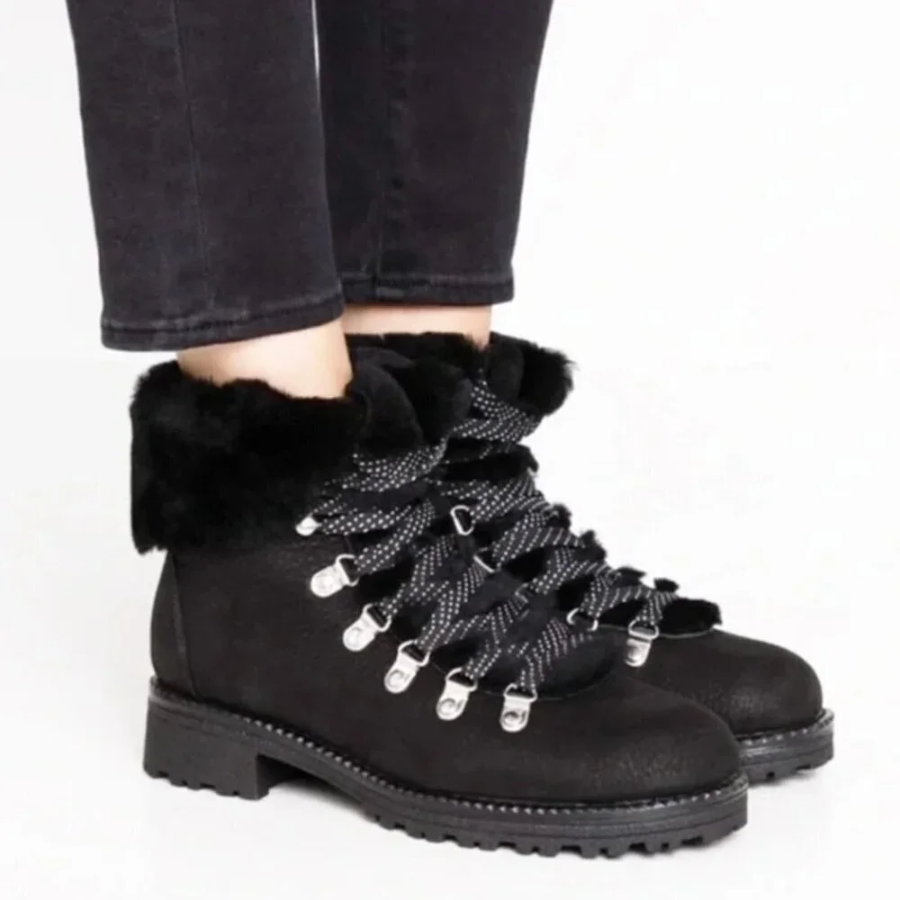 J.Crew Black Leather Nordic Winter Boot, size 9